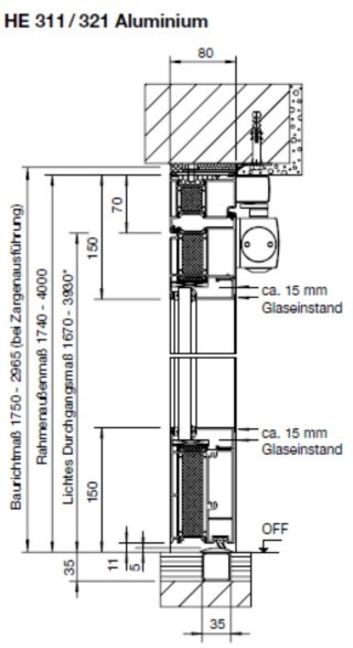 Hörmann HE 311 Aluminium Einbaumaße
